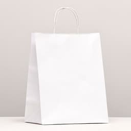 Пакет крафт без печати, белый, круглая ручка 24×14×28 см