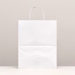 Пакет крафт без печати, белый, круглая ручка 24×14×28 см