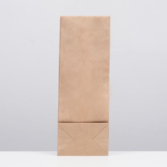 Пакет крафт бумажный фасовочный, прямоугольное дно 12×8×33 см
