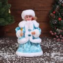 Снегурочка под ёлку «Зимнее волшебство. Пуговка ромбик» с подсветкой, двигается, 30 см, голубой