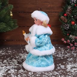 Снегурочка под ёлку «Зимнее волшебство. Пуговка ромбик» с подсветкой, двигается, 30 см, голубой