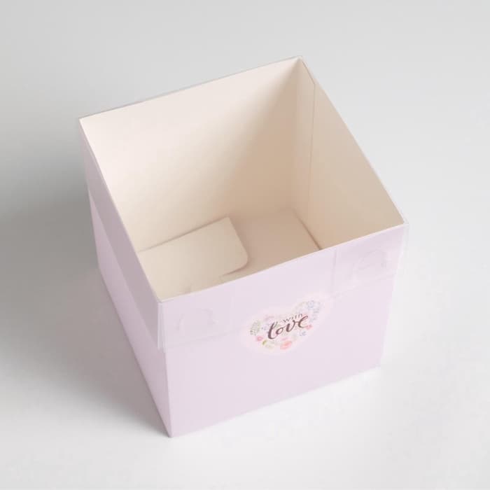Коробка подарочная для цветов с пластиковой крышкой, упаковка, «С Любовью», 12×12×12 см