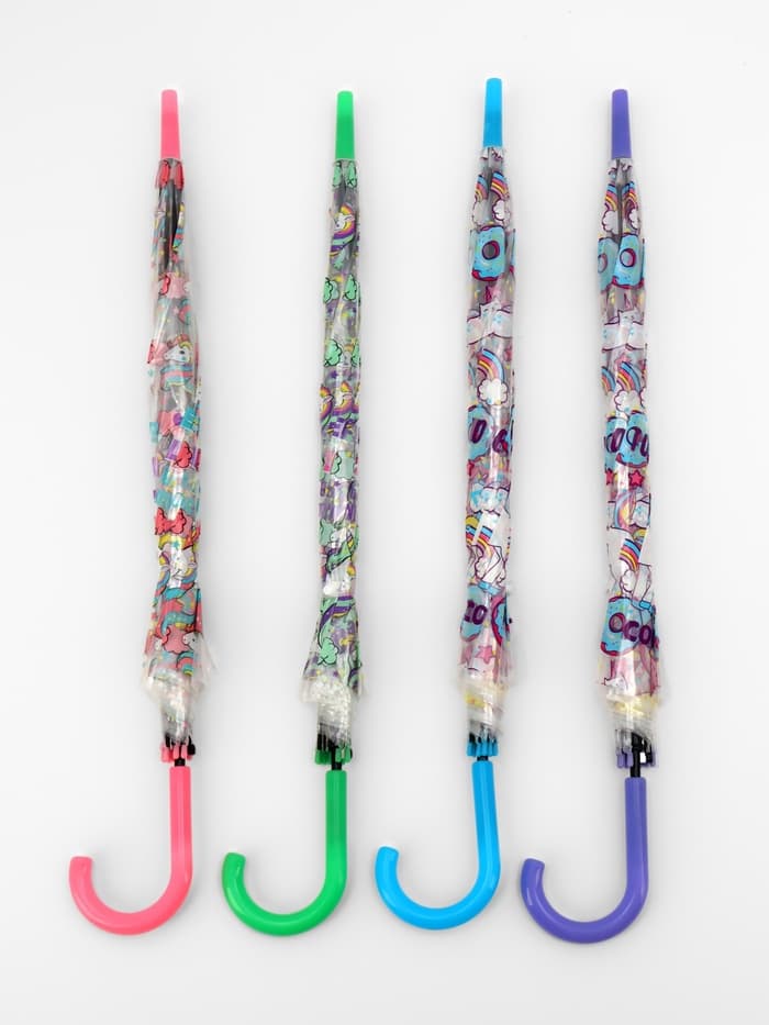 Зонт - трость детский «Яркий единорог», полуавтоматический, 8 спиц, R=44/57 см, d=88 см, МИКС