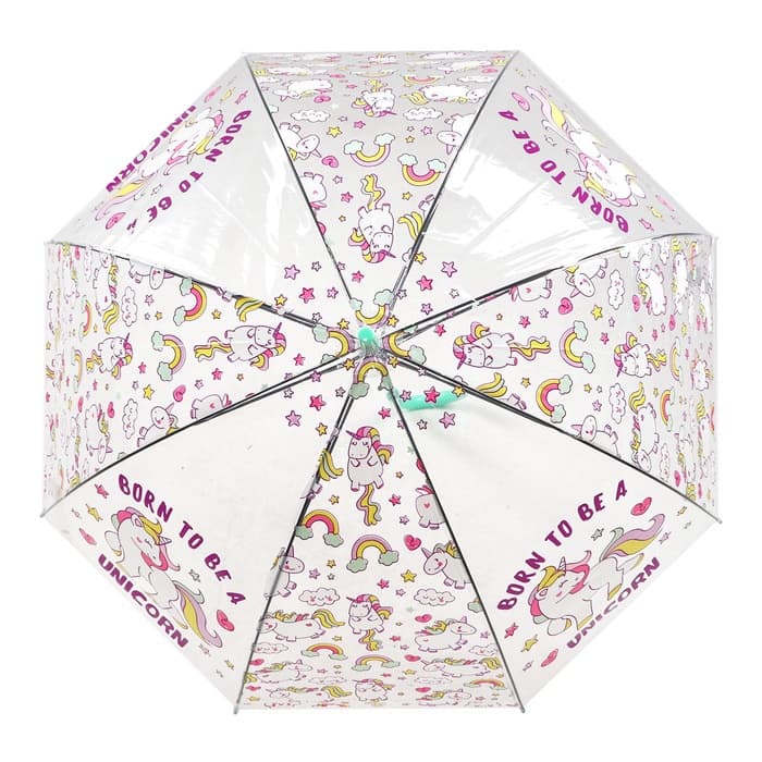 Зонт - трость детский «Яркий единорог», полуавтоматический, 8 спиц, R=44/57 см, d=88 см, МИКС