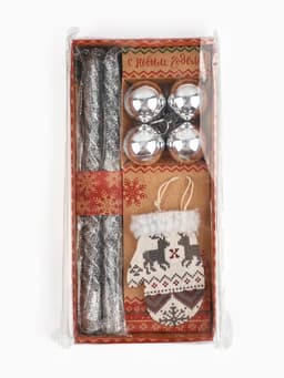 Подарочный набор «Удачного Нового года!», в наборе 2 свечи, 4 шарика, ёлочная игрушка