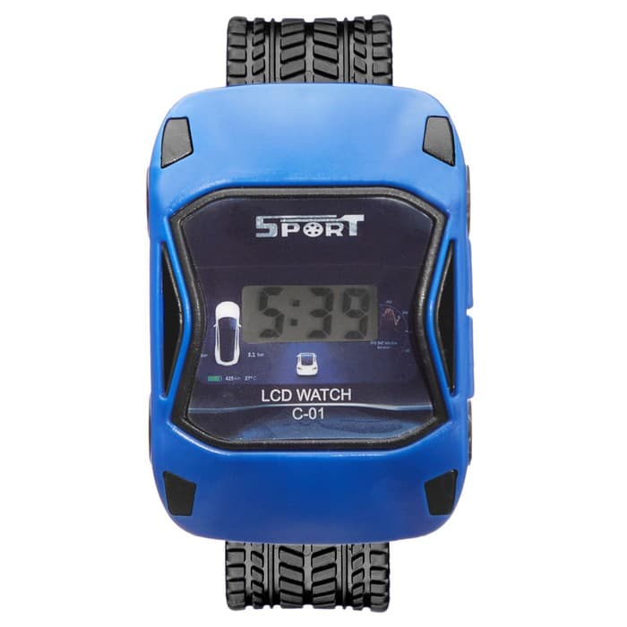 Часы наручные детские электронные, «Гоночная машинка», ремешок силикон, 22 см, синие