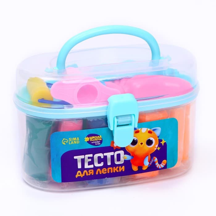 Тесто для лепки, 13 цветов, 200 г, 2 формочки, каток, шприц, МИКС