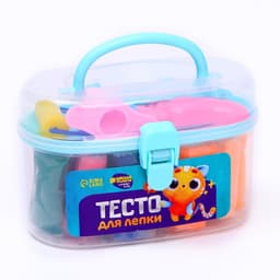 Тесто для лепки, 13 цветов, 200 г, 2 формочки, каток, шприц, МИКС