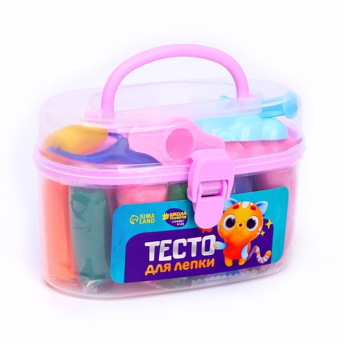 Тесто для лепки, 13 цветов, 200 г, 2 формочки, каток, шприц, МИКС