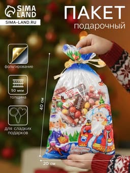Пакет подарочный новогодний для сладких подарков «Зимняя опушка», 25×40 см