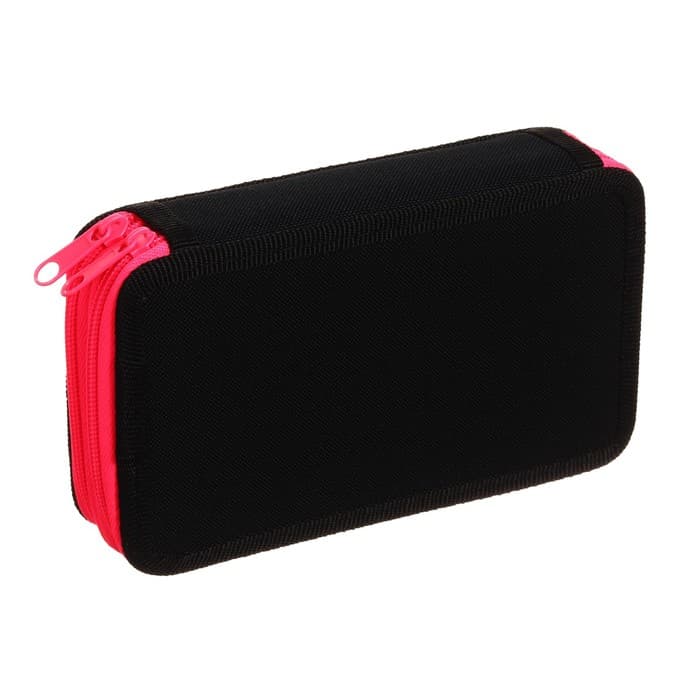 Пенал школьный, 2 секции, 11×19 см, ярко-розовый