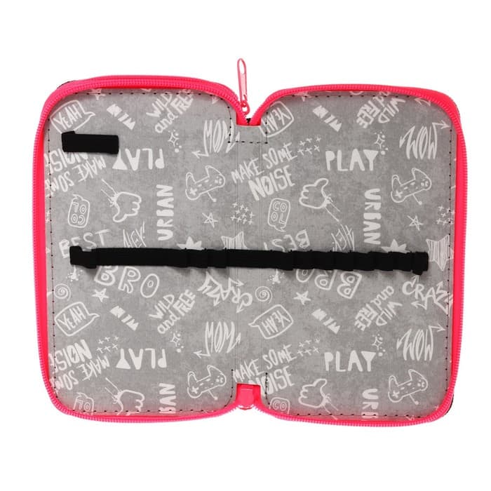 Пенал школьный, 2 секции, 11×19 см, ярко-розовый