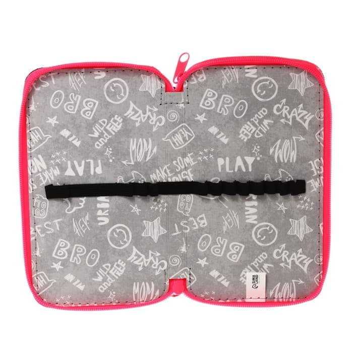 Пенал школьный, 2 секции, 11×19 см, ярко-розовый