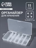 Органайзер для хранения мелочей, с подвесом, 11 ячеек, 14.5×8×1.7 см, прозрачный