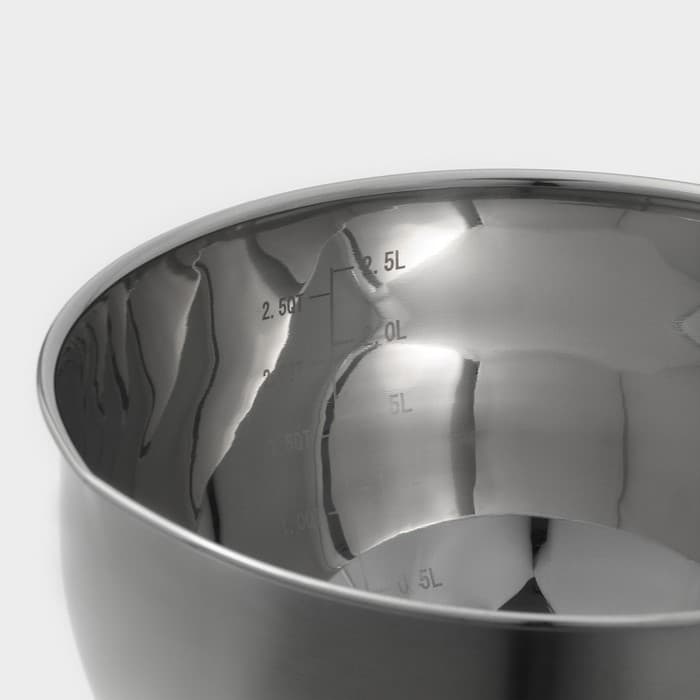 Миска, 2.5 л, 23.5×20.5×11.5 см, с противоскользящим дном и мерной шкалой, силиконовая ручка, МИКС