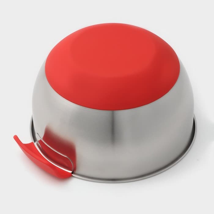 Миска, 2.5 л, 23.5×20.5×11.5 см, с противоскользящим дном и мерной шкалой, силиконовая ручка, МИКС