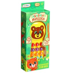 Музыкальный телефон детский «Забавный мишка», световые эффекты, русская озвучка, работает от батареек