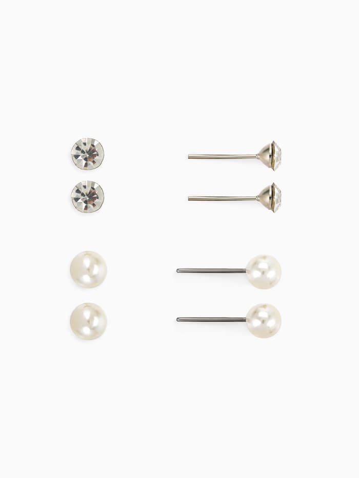 Гарнитур 5 предметов: 4 пары пусет, кулон «Гимнастка», белые в серебре, 40 см