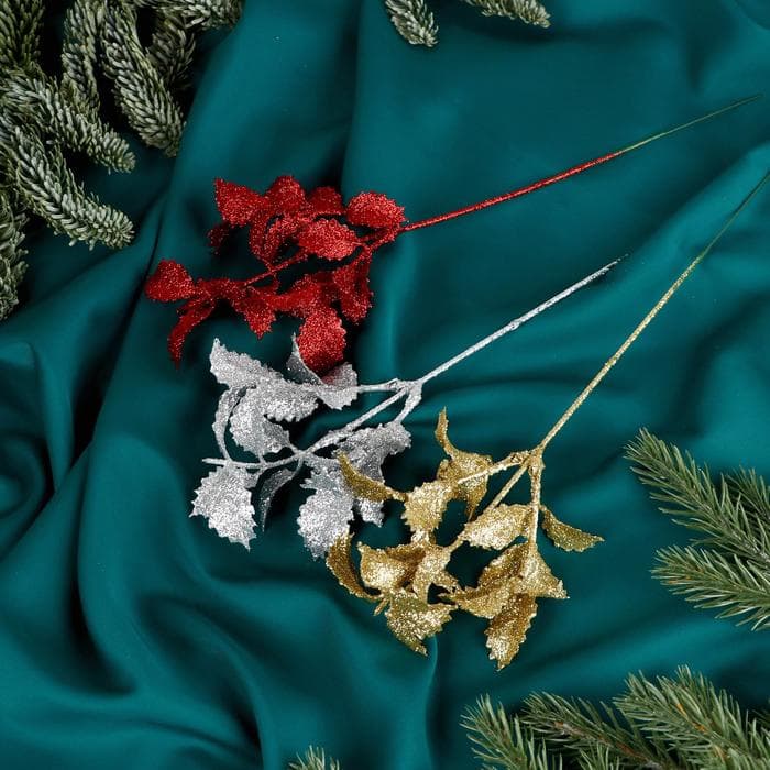 Декор блеск «Резные листочки», h=20 см, МИКС