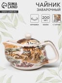 Чайник заварочный с металлическим ситом «Пейзаж», 200 мл, керамика, оранжевый