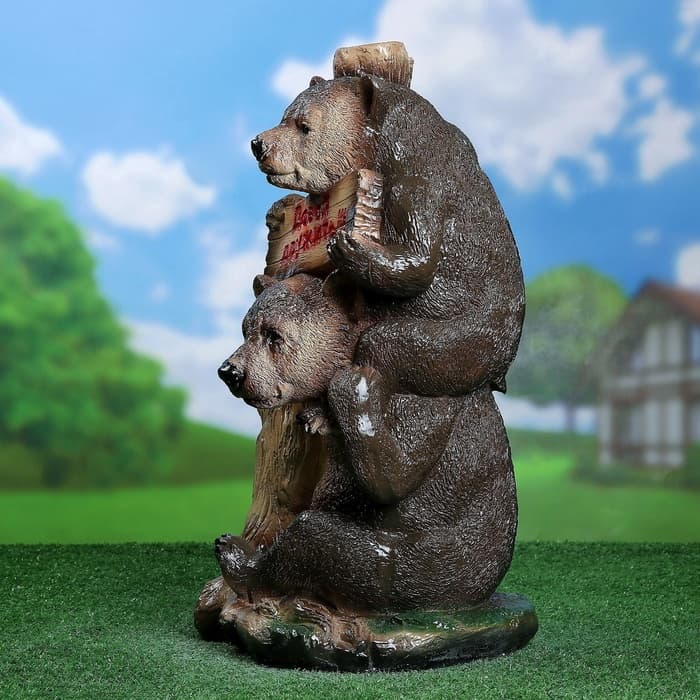 Садовая фигура из гипса «Медведи с табличкой», 30×27×55 см