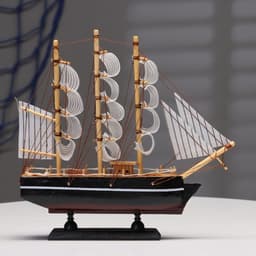 Сувенирная модель корабля «Илия», борта чёрные, паруса бежевые с полосами, 5.5×23.5×23.5 см