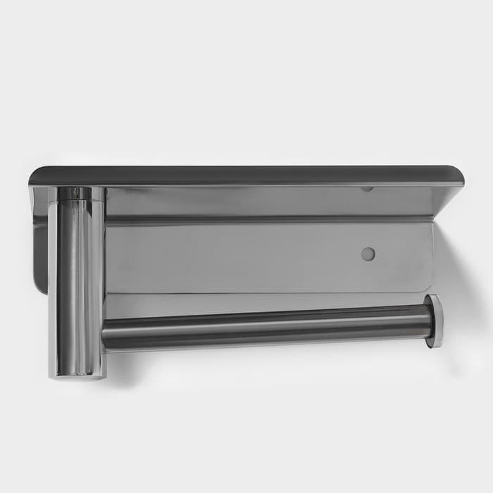 Держатель для туалетной бумаги с полочкой, 18×10×9 см, хромированный