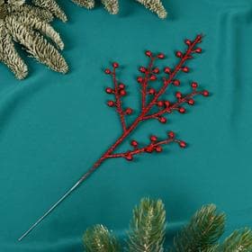 Декор блеск «Веточка с шариками», 12×25 см, МИКС