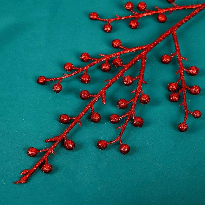 Декор блеск «Веточка с шариками», 12×25 см, МИКС