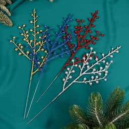 Декор блеск «Веточка с шариками», 12×25 см, МИКС