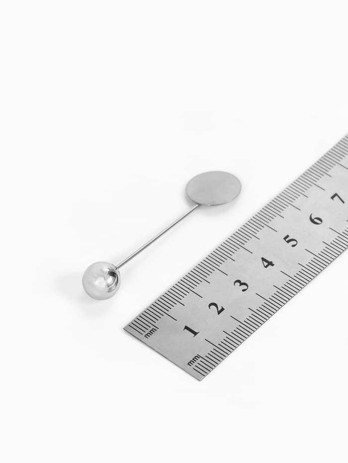 Основа «Брошь-игла» с шариком d=1 см (набор 5 шт.), L=5 см, площадка 1.5 см, цвет серебро