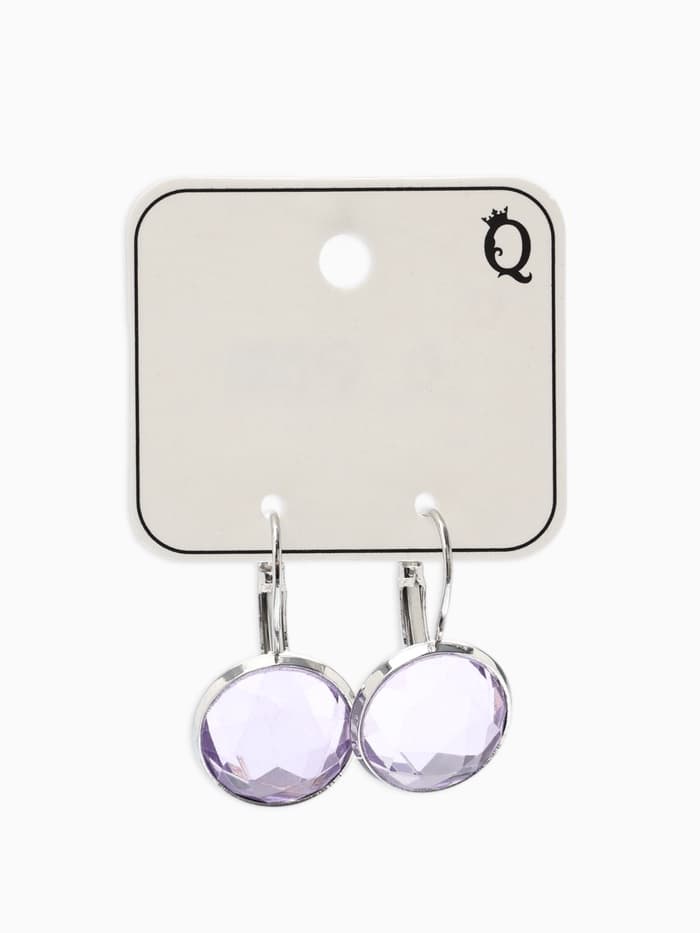 Серьги со стразами «Яркая классика», в обрамлении, сиреневые в серебре, d=1.4 см