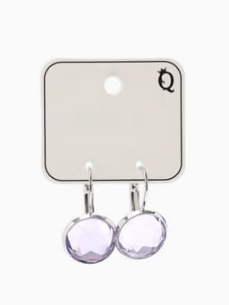 Серьги со стразами «Яркая классика», в обрамлении, сиреневые в серебре, d=1.4 см