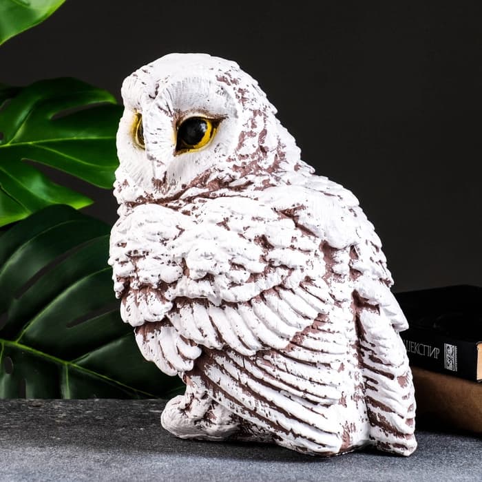 Фигурка гипс «Сова», 22×25×25 см, бело-коричневая