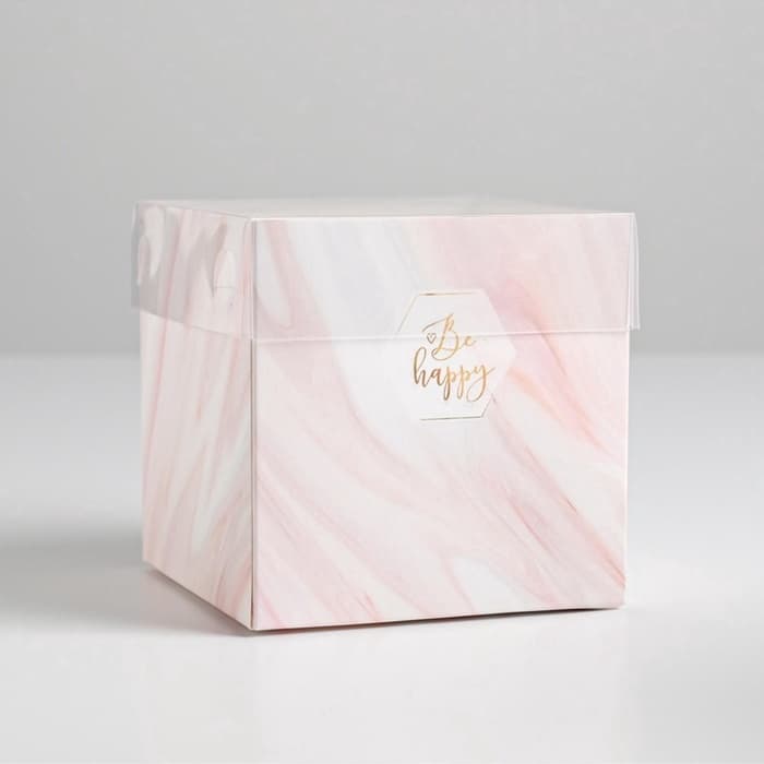 Коробка - переноска для цветов с PVC крышкой Be happy, 12×12×12 см