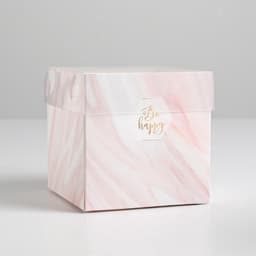 Коробка - переноска для цветов с PVC крышкой Be happy, 12×12×12 см