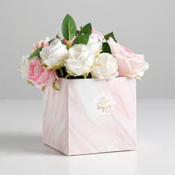 Коробка - переноска для цветов с PVC крышкой Be happy, 12×12×12 см