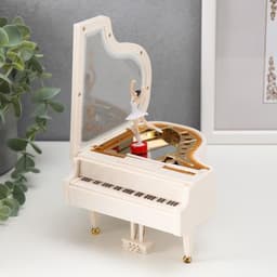 Шкатулка музыкальная механическая «Белый рояль с балериной», 12×13.5×8.5 см