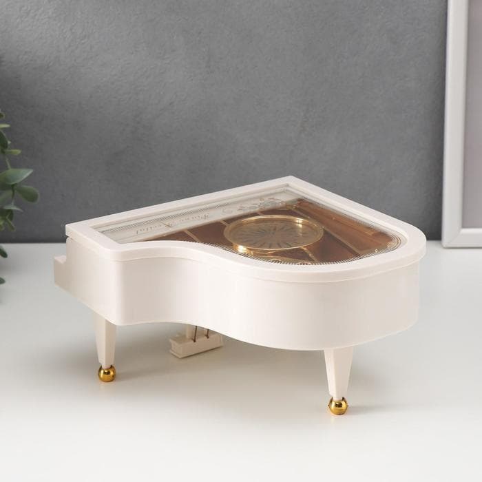 Шкатулка музыкальная механическая «Белый рояль с балериной», 10.5×17.5×18.5 см