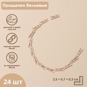 Прищепки Доляна, деревянные, 2.5×0.7 см, 24 шт.