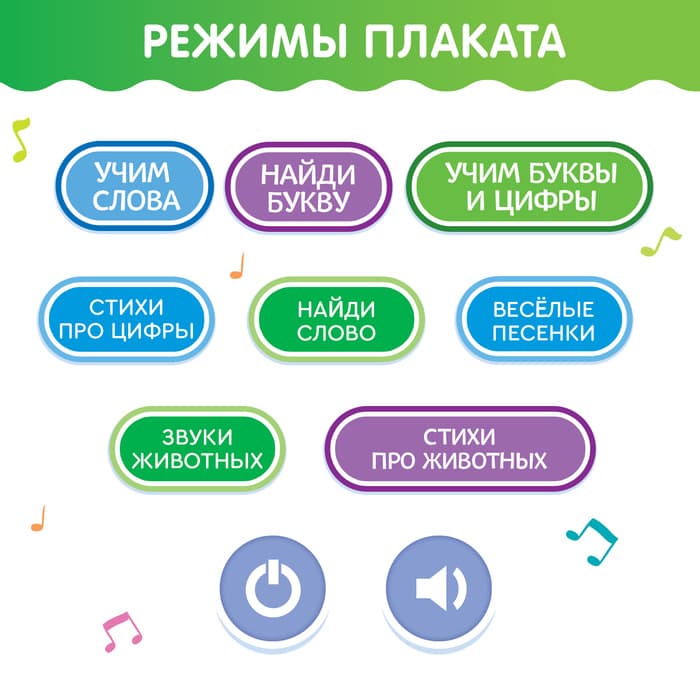 Обучающий плакат ZABIAKA «Умная азбука», работает от батареек