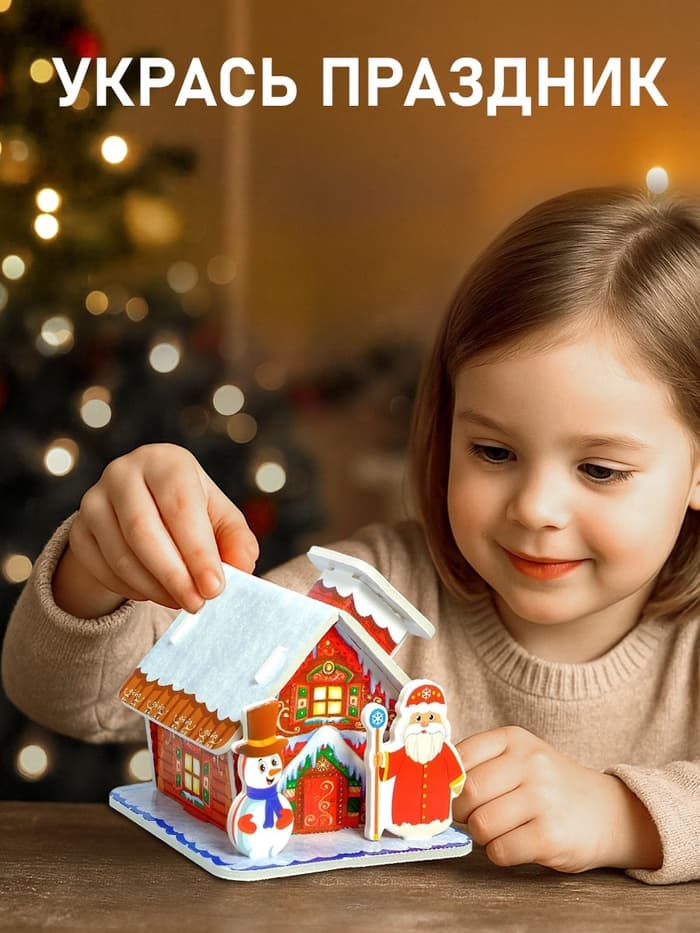 Конструктор 3D фигурки UNICON «Дом деда мороза»