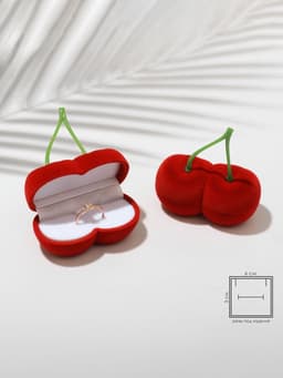 Футляр под серьги, кольца «Вишня», бархатный, 7×6.5×3.5 см, красный
