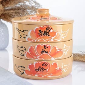 Набор для холодца Псковский гончар «Подарочный. Мак», 3 шт., 750 мл, керамика, бежевый