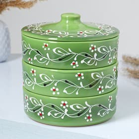 Набор для холодца Псковский гончар «Ритм», 3 ёмкости, 750 мл, керамика, зелёный