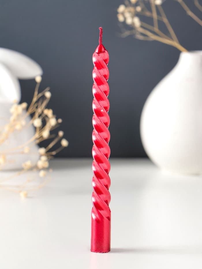 Набор свечей витых, 1.5×15 см, 3 шт., рубиновые