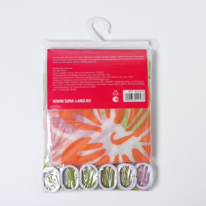 Штора для ванны Доляна «Гавайская роза», 180×180 см, EVA