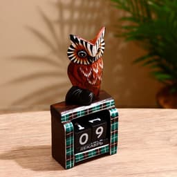 Вечный календарь настольный «Сова у камина», 9.5×4×17 см, дерево, МИКС