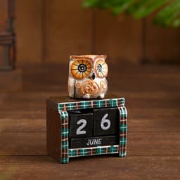 Вечный календарь настольный «Сова у камина», 9.5×4×17 см, дерево, МИКС