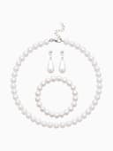 Набор 3 предмета: серьги, бусы, браслет «Классика», белый, 45 см